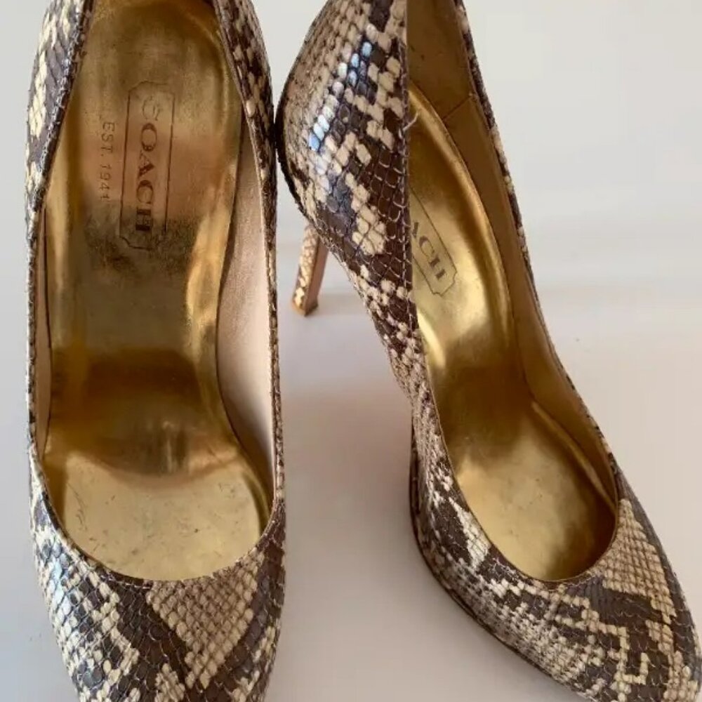 COACH - PYTHON LEATHER HIGH HEEL PUMPS -